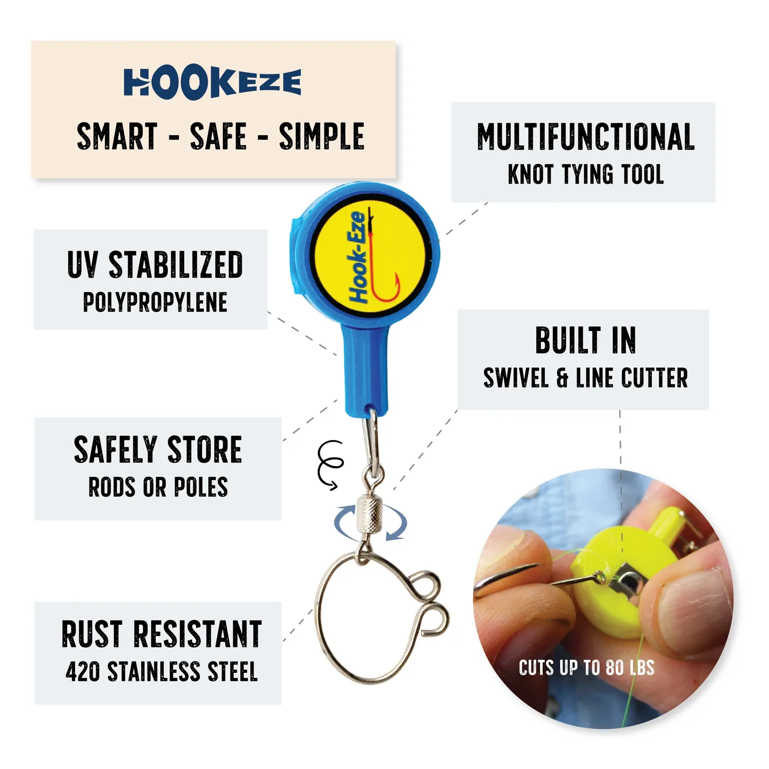HookEze Fishing Knot Tying Tool (Standard) | Pack of 2