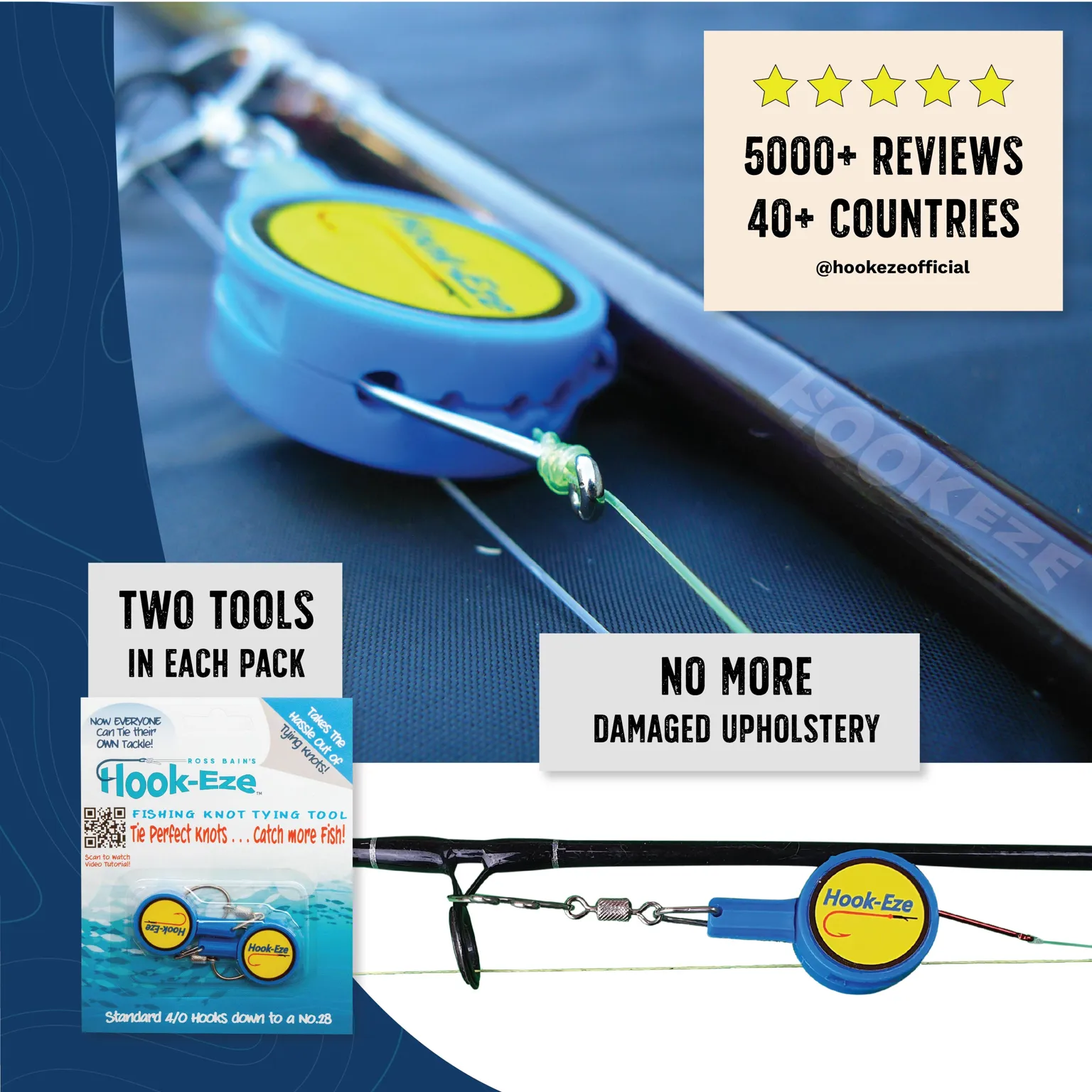 HookEze Fishing Knot Tying Tool (Standard & Large) | Pack of 4