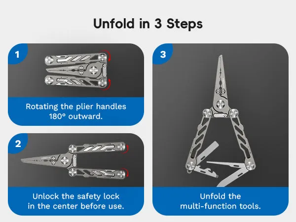 HookEze Folding Fishing Pliers | With Belt Pouch & Lanyard