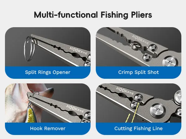 HookEze Folding Fishing Pliers | With Belt Pouch & Lanyard