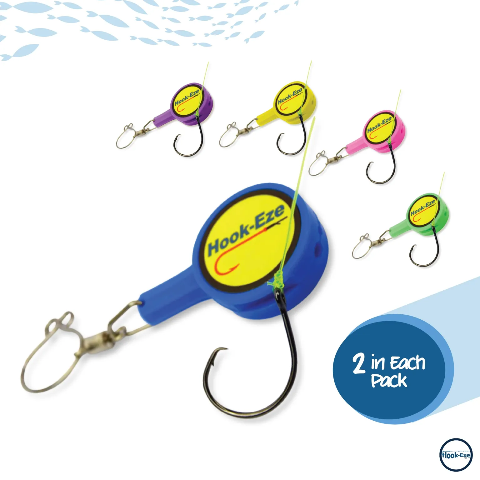 HookEze Fishing Knot Tying Tool (Standard) | Pack of 2 | Yellow