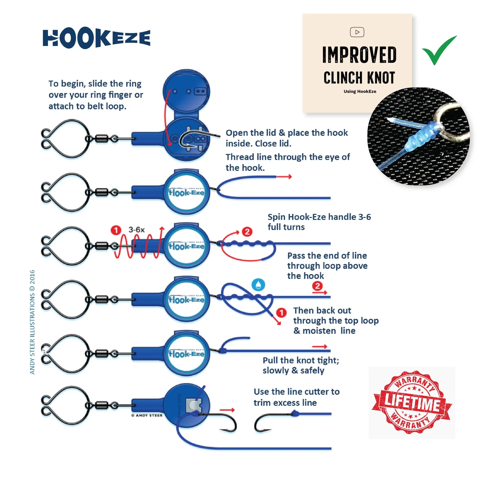 HookEze Fishing Knot Tying Tool (Standard) | Pink